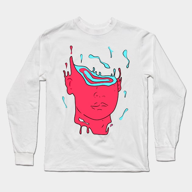 psychedelic abstract portrait Long Sleeve T-Shirt by chortlzdesigns